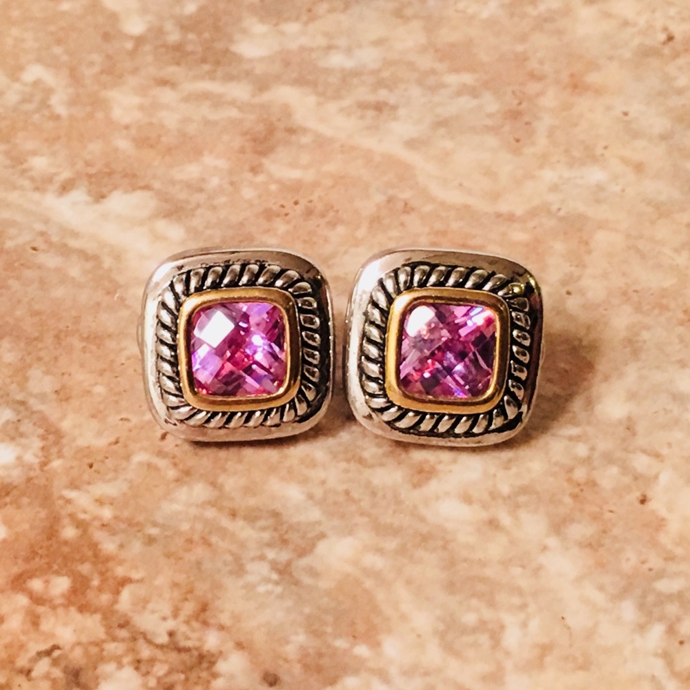 Two Tone Silver & Gold Designer Style Earrings